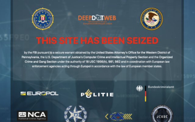 A screenshot shows the closure of website DeepDotWeb (Courtesy) A screenshot shows the closure of website DeepDotWeb (Courtesy)