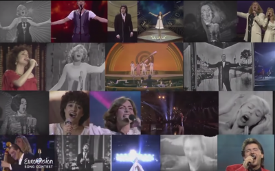 Screen capture from Kutiman's compilation video of the history of the Eurovision Song Contest broadcast on May 14, 2019. (Screen capture/YouTube)
