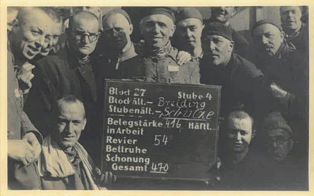 Photograph from the liberation of the Dachau camp on April 29, 1945, held in the collection of Belgian underground operative Adrian Aloy. (Kedem Auction House) Photograph from the liberation of the Dachau camp on April 29, 1945, held in the collection of Belgian underground operative Adrian Aloy. (Kedem Auction House)