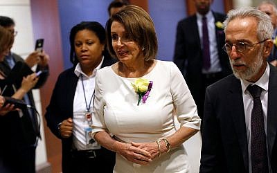 House Speaker Nancy Pelosi of Calif., arrives for briefing on Iran, May 21, 2019, on Capitol Hill in Washington. (AP Photo/Patrick Semansky)