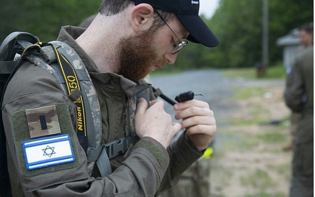 Lt. Netanel Ben-Ami takes part in a US military combat photography competition in Quantico, Virgina, in May 2019. (Israel Defense Forces) Lt. Netanel Ben-Ami takes part in a US military combat photography competition in Quantico, Virgina, in May 2019. (Israel Defense Forces)