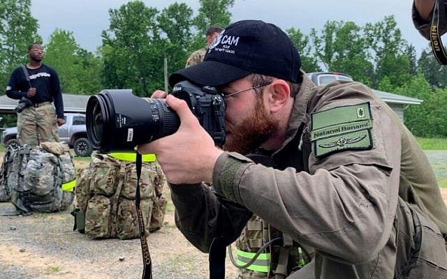 Lt. Netanel Ben-Ami takes part in a US military combat photography competition in Quantico, Virgina, in May 2019. (Israel Defense Forces) Lt. Netanel Ben-Ami takes part in a US military combat photography competition in Quantico, Virgina, in May 2019. (Israel Defense Forces)
