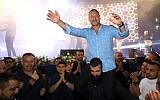 SodaStream CEO Daniel Birnbaum dances with employees during a Ramadan iftar breakfast at the Rahat factory on May 27, 2019. (courtesy SodaStream)