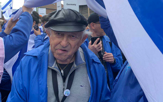 Nate Leipciger participates in the March of the Living at the Auschwitz-Birkenau camp site in Poland, May 2, 2019. (Eynat Katz/courtesy) Nate Leipciger participates in the March of the Living at the Auschwitz-Birkenau camp site in Poland, May 2, 2019. (Eynat Katz/courtesy)