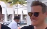 Trevor Engelson at his bachelor party in March 2019. (screen capture: YouTube/Daily Mail)