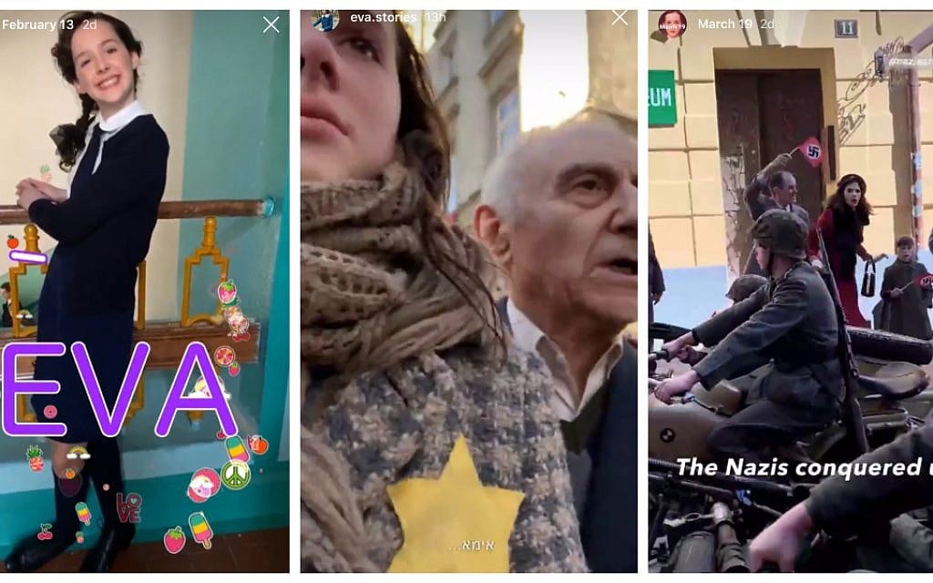 Eva.Stories is a dramatized version of the life of Eva Heyman, a 13-year-old Jewish girl killed in Auschwitz. (Screenshot from Eva.Stories on Instagram via JTA) Eva.Stories is a dramatized version of the life of Eva Heyman, a 13-year-old Jewish girl killed in Auschwitz. (Screenshot from Eva.Stories on Instagram via JTA)