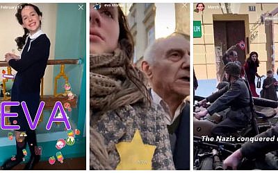 Eva.Stories is a dramatized version of the life of Eva Heyman, a 13-year-old Jewish girl killed in Auschwitz. (Screenshot from Eva.Stories on Instagram via JTA)