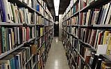 Illustrative: View on July 6, 2011 from inside the National Library of Israel that holds more than 5 million books, and is located on the Givat Ram campus of the Hebrew University of Jerusalem. (Yaakov Naumi/Flash90)
