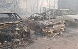 Effects of a fire in the central town of Mevo Modi'im on May 23, 2019. (Israel Fire Service)
