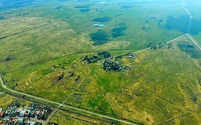 Aerial view of small village of Kela Alon in the Golan Heights, near the site of a new community to be named after US President Donald Trump. (Golan Regional Council)