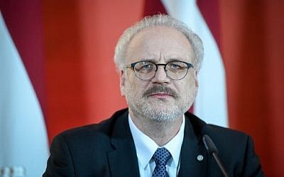 Newly elected Latvian president, former European Court of Justice judge Egils Levits gives a press conference in Riga, Latvia, on May 29, 2019. ( Ilmars ZNOTINS / AFP)