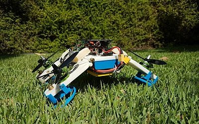 Researchers at Ben-Gurion University of the Negev have developed a hybrid robot that can fly and drive and squeeze into tight spaces using the same motor (Courtesy)