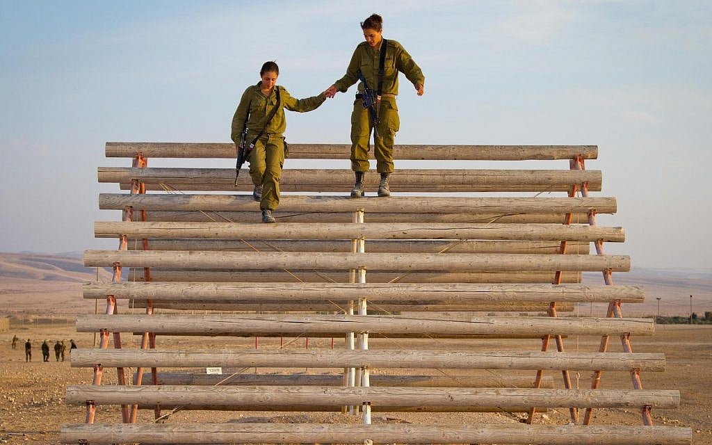 oldiers on an obstacle course in Shivta (Debbie Zimelman via JTA)
