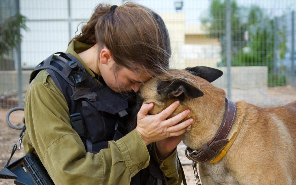 A soldier in the canine special forces in Hatzerim, Israel (Debbie Zimelman via JTA)