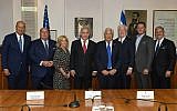 Prime Minister Benjamin Netanyahu hosts a delegation of US diplomats in his Jerusalem office, May 5 2019. (Kobi Gideon/GPO)