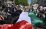 People attend a pro-Palestinian march marking al-Quds Day in Berlin on June 1, 2019. (Tobias SCHWARZ / AFP)