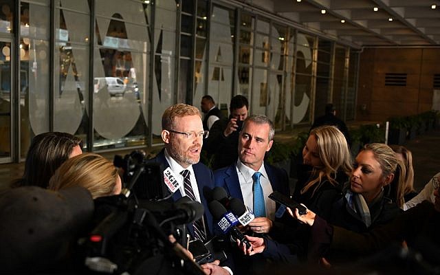 ABC's editorial director Craig McMurtrie speaks to the media as Australian police raid the headquarters of the public broadcaster in Sydney on June 5, 2019. (Peter Parks/AFP) ABC's editorial director Craig McMurtrie speaks to the media as Australian police raid the headquarters of the public broadcaster in Sydney on June 5, 2019. (Peter Parks/AFP)