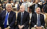(L to R) US Ambassador to David Friedman, White House Middle East envoy Jason Greenblatt, and US Senator Lindsey Graham (R-SC) attend the opening of an ancient road at the City of David archaeological and tourist site in the Palestinian neighborhood of Silwan in East Jerusalem on June 30, 2019. (Tsafrir Abayov/AFP)