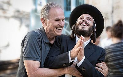 Director Avi Nesher, left, with Nathan Goshen on the set of 'The Other Story.' (Michal Fattal)