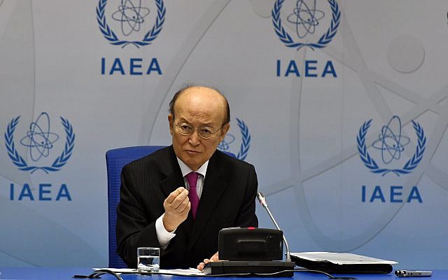 International Atomic Energy Agency Director General Yukiya Amano at a press conference during the Board of Governors Meeting at IAEA headquarters in Vienna, Austria, June 10, 2019. (Dean Calma / IAEA) International Atomic Energy Agency Director General Yukiya Amano at a press conference during the Board of Governors Meeting at IAEA headquarters in Vienna, Austria, June 10, 2019. (Dean Calma / IAEA)