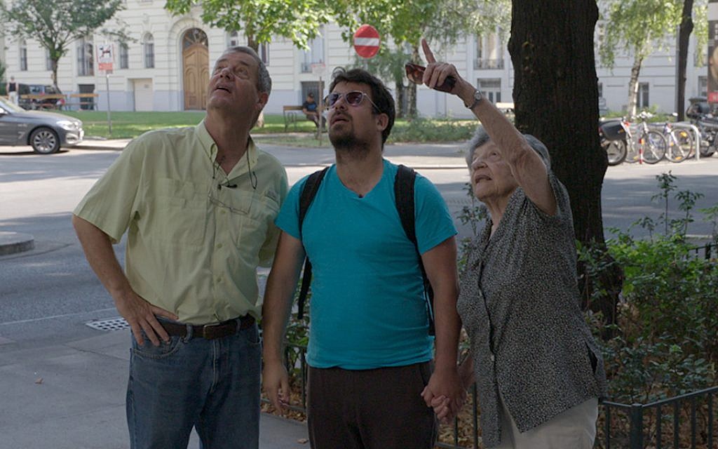 Dan Peled, center, with his father, Gidi, and grandmother Lea. Peled is a main subject of 'Back to the Fatherland,' a documentary on Israelis moving back to Germany and Austria. (First Run Features/via JTA)