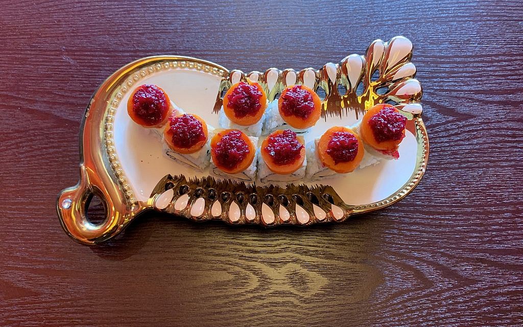 The gefilte fish roll at Sushi Kingdom & Asian Fusion in Kew Gardens Hills, Queens. (Josefin Dolsten)