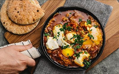 An illustrative photo of shakshuka. (Adam DeTour/via JTA)