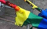 Gay Pride flags that were found burned in Ramat Gan June 2, 2019 in advance of that city's first ever Gay Pride event scheduled for June 7, 2019. (Facebook)
