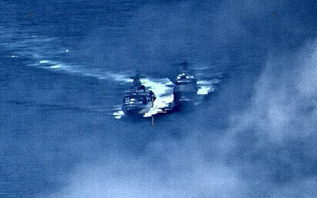 In this image provided by the US Navy, a Russian destroyer, left, sails very close to the USS Chancellorsville, right, while operating in the Philippine Sea, Friday, June 7, 2019. (Photo by Petty Officer 1st Class Christopher J Krucke via AP) In this image provided by the US Navy, a Russian destroyer, left, sails very close to the USS Chancellorsville, right, while operating in the Philippine Sea, Friday, June 7, 2019. (Photo by Petty Officer 1st Class Christopher J Krucke via AP)