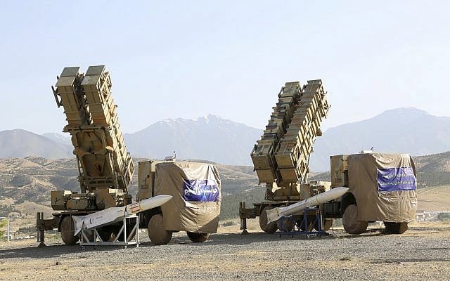 This photo released by the official website of the Iranian Defense Ministry on Sunday, June 9, 2019, shows the Khordad 15, a new surface-to-air missile battery at an undisclosed location in Iran. The system uses locally made missiles that resemble the HAWK missiles that the US once sold to the shah and later delivered to the Islamic Republic in the 1980s Iran-Contra scandal. (Iranian Defense Ministry via AP) This photo released by the official website of the Iranian Defense Ministry on Sunday, June 9, 2019, shows the Khordad 15, a new surface-to-air missile battery at an undisclosed location in Iran. The system uses locally made missiles that resemble the HAWK missiles that the US once sold to the shah and later delivered to the Islamic Republic in the 1980s Iran-Contra scandal. (Iranian Defense Ministry via AP)