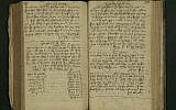 This undated photo provided by the Israel National Library, shows a document from Halberstadt, Germany, written in the 18th century. (Israel National Library via AP)