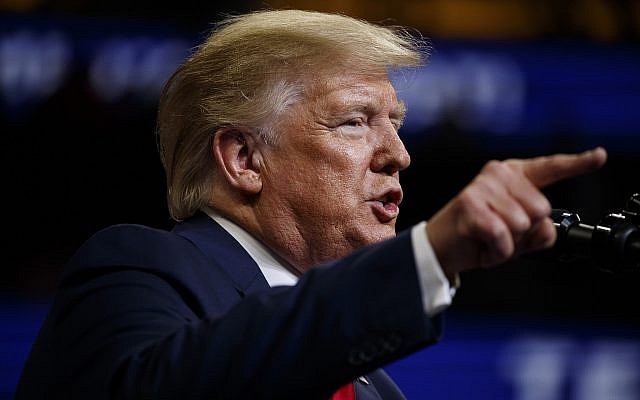 In this June 18, 2019 photo, US President Donald Trump speaks during a re-election kickoff rally at the Amway Center in Orlando, Florida. (AP Photo/Evan Vucci) In this June 18, 2019 photo, US President Donald Trump speaks during a re-election kickoff rally at the Amway Center in Orlando, Florida. (AP Photo/Evan Vucci)
