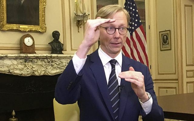 Brian Hook , the US special envoy for Iran, gestures during an interview in Paris, June 27, 2019. (AP Photo/Nicolas Garriga) Brian Hook , the US special envoy for Iran, gestures during an interview in Paris, June 27, 2019. (AP Photo/Nicolas Garriga)