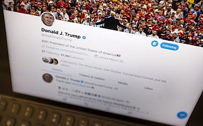 US President Donald Trump's Twitter feed is photographed on an Apple iPad in New York, June 27, 2019. (AP Photo/J. David Ake)