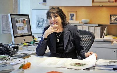 This photo taken April 10, 2009 shows Gourmet magazine editor Ruth Reichl being interviewed in her office in New York. (AP Photo/Richard Drew)