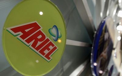 A logo of Ariel detergent is displayed on a wall with other logos of other Procter & Gamble products, Tuesday, June 14, 2011 in P&G's headquarters building in Cincinnati, Ohio. (AP Photo/Al Behrman)
