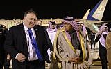 US Secretary of State Mike Pompeo, left, is greeted by Saudi's Minister of State for Foreign Affairs Adel al-Jubeir, center, in Riyadh on Sunday, January 13, 2019, during his Middle East tour. (Andrew Caballero-Reynolds/Pool Photo via AP)
