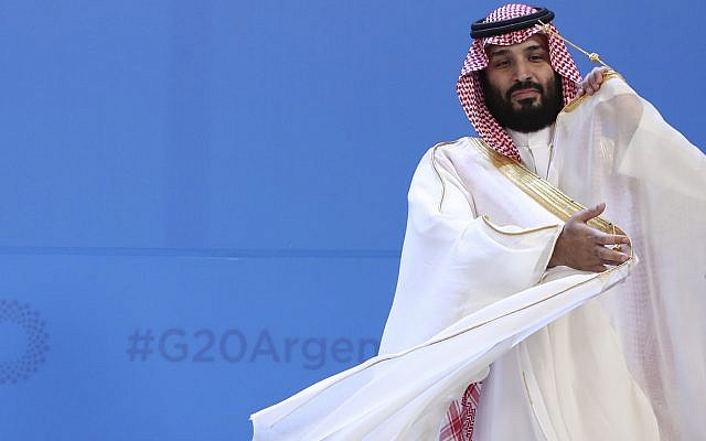 In this November 30, 2018 file photograph, Saudi Arabia's Crown Prince Mohammed bin Salman adjusts his robe as leaders gather for the group at the G20 Leader's Summit at the Costa Salguero Center in Buenos Aires, Argentina. (AP Photo/Ricardo Mazalan, File) In this November 30, 2018 file photograph, Saudi Arabia's Crown Prince Mohammed bin Salman adjusts his robe as leaders gather for the group at the G20 Leader's Summit at the Costa Salguero Center in Buenos Aires, Argentina. (AP Photo/Ricardo Mazalan, File)