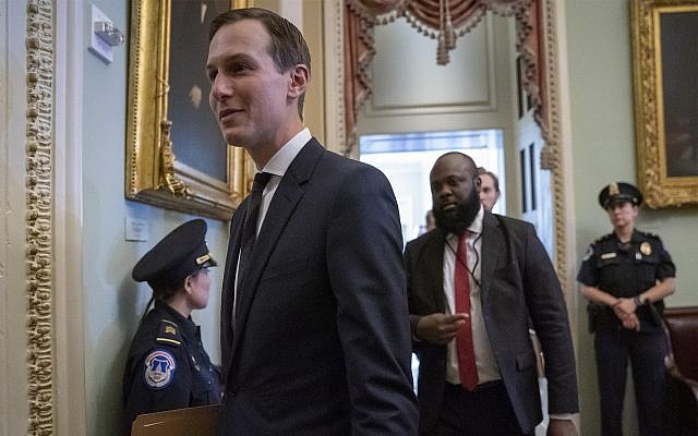 President Donald Trump's senior adviser, and son-in-law, Jared Kushner, departs the Capitol after a meeting with Senate Republicans, in Washington, Tuesday, May 14, 2019. (AP/J. Scott Applewhite) President Donald Trump's senior adviser, and son-in-law, Jared Kushner, departs the Capitol after a meeting with Senate Republicans, in Washington, Tuesday, May 14, 2019. (AP/J. Scott Applewhite)
