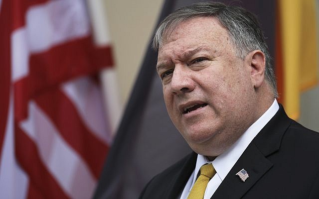 United States Secretary of State Mike Pompeo attends a news conference with German Foreign Minister Heiko Maas at the foreign ministry's guest house Villa Borsig in Berlin, Germany, May 31, 2019. (AP Photo/Markus Schreiber) United States Secretary of State Mike Pompeo attends a news conference with German Foreign Minister Heiko Maas at the foreign ministry's guest house Villa Borsig in Berlin, Germany, May 31, 2019. (AP Photo/Markus Schreiber)