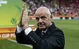 FIFA President Gianni Infantino after the final match between Ukraine and South Korea at the U20 soccer World Cup in Lodz, Poland, June 15, 2019. (AP/Darko Vojinovic)