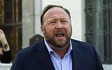 Conspiracy theorist Alex Jones speaks to reporters in Washington, Sept. 5, 2018. (AP/Jose Luis Magana, File)