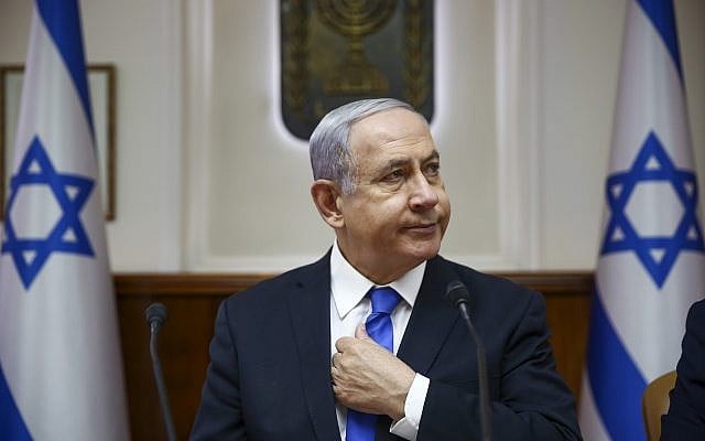 Prime Minister Benjamin Netanyahu chairs the weekly cabinet meeting at his office in Jerusalem, June 30, 2019. (Oded Balilty/AP) Prime Minister Benjamin Netanyahu chairs the weekly cabinet meeting at his office in Jerusalem, June 30, 2019. (Oded Balilty/AP)