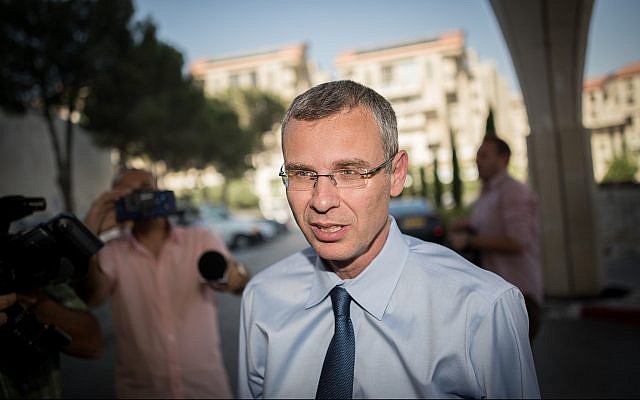 Then-tourism minister Yariv Levin arrives at a Likud party meeting in Jerusalem on May 28, 2019. (Yonatan Sindel/Flash90) Then-tourism minister Yariv Levin arrives at a Likud party meeting in Jerusalem on May 28, 2019. (Yonatan Sindel/Flash90)