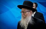 Deputy Health Minister Yaakov Litzman of the United Torah Judaism party arrives for the weekly cabinet meeting at the Prime Minister's Office in Jerusalem on June 2, 2019. (Yonatan Sindel/Flash90)