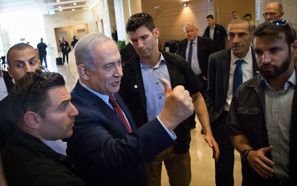 Prime Minister Benjamin Netanyahu arrives for a Likud party meeting at the Knesset, in Jerusalem, on June 3, 2019. (Yonatan Sindel/Flash90) Prime Minister Benjamin Netanyahu arrives for a Likud party meeting at the Knesset, in Jerusalem, on June 3, 2019. (Yonatan Sindel/Flash90)