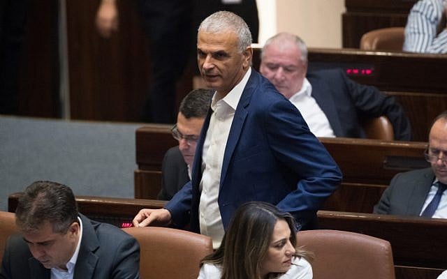 Finance Minister Moshe Kahlon in the Knesset,, June 12, 2019. (Yonatan Sindel/Flash90) Finance Minister Moshe Kahlon in the Knesset,, June 12, 2019. (Yonatan Sindel/Flash90)