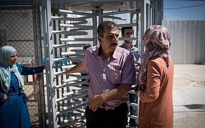 Anwar Qadusa, whose brother Mahmoud is charged with kidnapping and raping a seven-year-old Israeli girl, is seen at the Ofer military court on June 19, 2019. (Yonatan Sindel/Flash90)