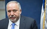 Yisrael Beytenu party leader MK Avigdor Liberman speaks at a faction meeting at the Knesset, in Jerusalem, on June 24, 2019. (Noam Revkin Fenton/Flash90)