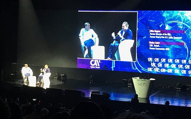 Mike Rogers, right, a former director of the NSA and a former head of the US Cyber Command, speaks at Cyber Week conference in Tel Aviv, with Nadav Zafrir, CEO of, Team8 and former commander of IDF's elite 8200 tech unit, June 25, 2019 (Shoshanna Solomon/Times of Israel) Mike Rogers, right, a former director of the NSA and a former head of the US Cyber Command, speaks at Cyber Week conference in Tel Aviv, with Nadav Zafrir, CEO of, Team8 and former commander of IDF's elite 8200 tech unit, June 25, 2019 (Shoshanna Solomon/Times of Israel)